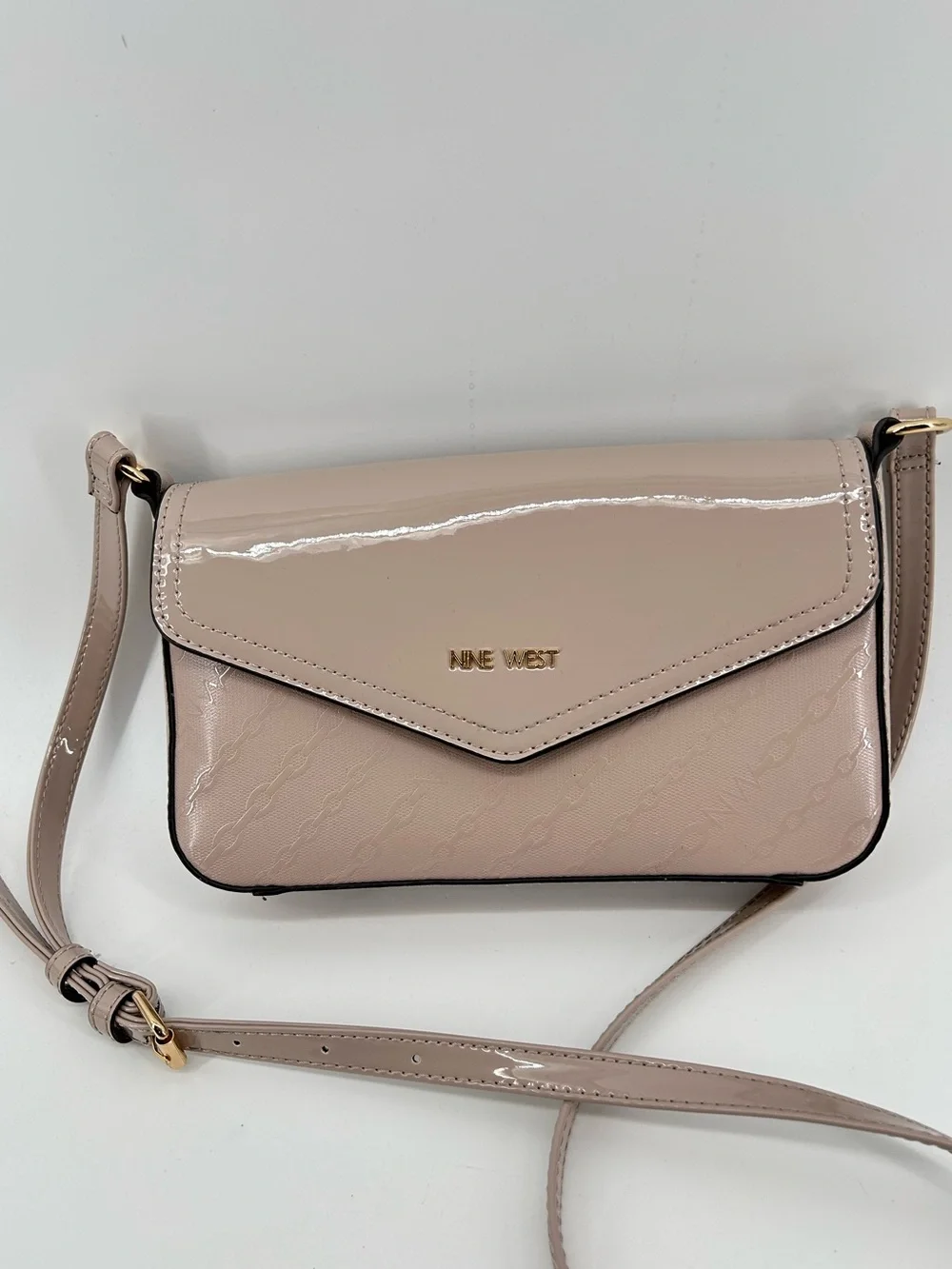 Nine West Pale Nude Pink Patent Crossbody Bag